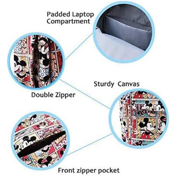 FINEX Mickey Mouse & Minnie Mouse Comic Style Canvas Casual Daypack